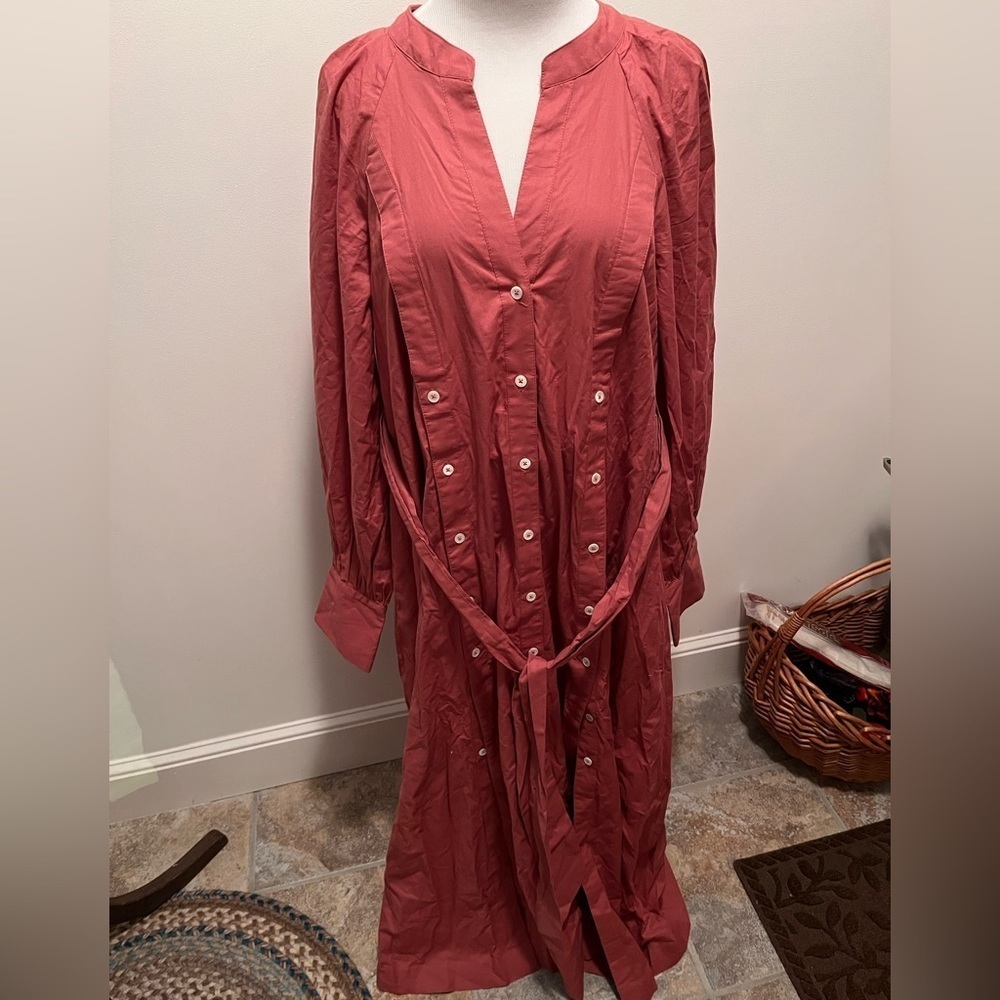 Free People Charlie Dress Maxi Shirtdress Redwood Size Small NWT - Picture 10 of 14